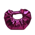 Borsa a mano magenta metallizzata con design increspato e silhouette a mezzaluna lucida - Rosa Rosso