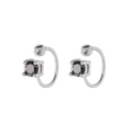 Ear cuff minimalisti in argento 925 con zircone nero e perline in metallo per donna - Argento 925 / Base Argento Zirconia Nera (Paio)