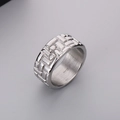 Anello da uomo in acciaio inossidabile 316L argento con trama 3D e incisione interna - US 9 / Colore Acciaio (KR107929-KJX)