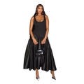 Black sleeveless dress featuring a cotton tank bodice and a glossy satin maxi skirt - XS / Black