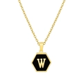Collar de acero inoxidable dorado con colgante hexagonal negro y la letra W - Con cadena / Negro W