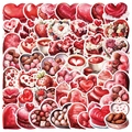 Detail of waterproof Valentine's Day stickers featuring hearts, desserts and coffee - Valentine Dessert Hearts(TQ50-0563)