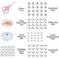 DIY jewelry making kit including scissors, elastic thread, lobster clasps and bead supplies - Accessory Kit + Scissors / Silver/White K