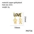 Detailed view of 18K gold plated LOVE pendant with micro-inlaid zircon for DIY jewelry - Hollow Full Rhinestone LOVE Boy Girl