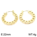 Pendientes de aro de cadena cubana dorados de 22mm en acero inoxidable pulido - Dorado