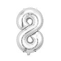 32-inch silver number 8 foil balloon with metallic mirror finish for birthday party decoration - Number 8 / Silver