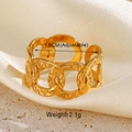 Detailansicht der gehämmerten Kette-Ring mit Angabe 1,8cm verstellbar und 2,1g Gewicht - Gold-Kettenstil