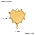 Detailed view of a gold heart pendant with beaded edge and size measurements - Gold Beaded Edge Heart (AP43238DW0)