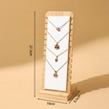 Detachable 12-Slot Bamboo Wood Necklace Stand White PU
