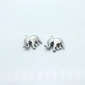Pair of hollow elephant charms in silver stainless steel for DIY jewelry making - Elephant
