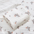Soft 6-layer cotton gauze baby blanket featuring a hand-drawn zebra and orange flower print - 6-Layer 110*110cm / Zebra Jungle