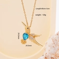 Collana colibrì dorata con pietre blu a goccia e catena regolabile da 40+5cm - Stile Colibrì Blu (2826)