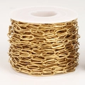18k gold plated stainless steel oval link chain on white spool for DIY jewelry making - 0.5x2x4 / 18K Gold