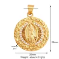 Gold-plated copper religious pendant with Madonna icon and micro-set white gems - M291132-Round Virgin Diamond Frame