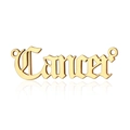 Detailed close-up of a golden gothic font Cancer zodiac pendant with reflection - Gold-Cancer