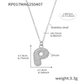 Silver letter P pendant necklace in stainless steel with zircon stones and dimensions - Rp017-p Letter Steel Necklace 40+5cm