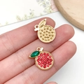 Luxe crystal red strawberry alloy pendant with gold plating for DIY jewelry making - KC Gold Red Enamel Rhinestone Apple (23417)