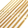 Cadenas cubanas de acero inoxidable dorado en varios anchos con resistentes cierres de langosta - 24英寸(长度60.96cm) / Color Oro (Ancho 6mm)