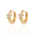 Sternförmige vergoldete Ohrringe mit weißen Zirkoniasteinen und Klappbügel Design - Pentagramme / Gold