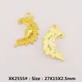 Golden matte moon alloy charms with face relief for DIY jewelry making 27x15x2.5mm - XK2555#