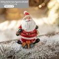 Mini hand-painted resin Santa Claus figurine sitting with bell, 4x4x7cm Xmas decor - Medium Santa Claus Style D (Sitting with Bell)
