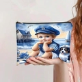 Detail van de matroos jongen print op canvas make-up tasje met zwarte ritssluiting - Zeemansjongen (jiayingpbb0178)