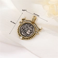Vintage Roman coin pendant with portrait relief, white pearl and zircon accents in gold - Ancient Coin Pearl Zircon Gold Pendant (H-11873)