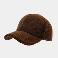 Brown fuzzy faux shearling baseball cap with minimalist curved brim for winter - Adjustable / Coffee