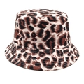 Dettaglio del cappello a secchiello leopardato con cuciture sulla tesa larga - M (56-58cm) / Stile Leopardo Classico Cuoio Nero (5#)