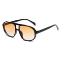 Chic pilot sunglasses with black oversized frame and orange gradient lenses - Black Frame Gradient Yellow