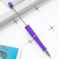 Extendable purple DIY beadable pen with silver telescopic rod and metal tip detail - Fluorescent Purple
