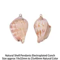 Natural conch shell pendant with gold electroplated edges for DIY jewelry making - Rounded Rippled Style (BTA144-8)