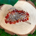 Detail of metal butterfly hair claw clip with red natural crystal stone chips - Red Agate Silver Butterfly