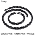 Black stainless steel rope chain jewelry set with necklace and bracelet in dark finish - Black (KS107259-Z)