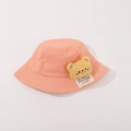 Pink cotton fisherman sun hat for toddlers with a yellow plush bear and side label - CM8008 Plush Doll Series / Orange