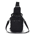 Bolso táctico de pecho en nylon negro con sistema MOLLE y correa ajustable para exteriores - Negro