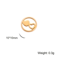 Golden stainless steel hollow double heart charm, 10x10mm jewelry making DIY pendant - Gold Color Ring Center