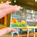 Mini acrylic Kelly-style bag pendant with clownfish floating inside, size 5x5.1x2.6cm - Blue Clownfish [Birkin Bag]