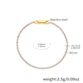 Bracciale tennis in acciaio inossidabile dorato con zirconi brillanti lungo 18cm - Bianco / 18cm