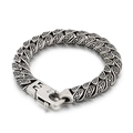 Bracciale vintage in acciaio al titanio argento con incisioni floreali e chiusura a molla - Argento Antico / 22cm