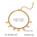 Détail du bracelet gourmette doré avec breloques en zircon et dimensions précises - Style Goutte d'eau Blanche(HC-B20260-WT)