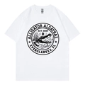 Weißes Baumwoll-T-Shirt mit Rundhalsausschnitt und schwarzem Alligator Alcatraz Aufdruck - S / Weiß Design 317