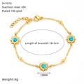 Dettaglio del bracciale girasole placcato oro 18K con intarsio turchese e dimensioni - Stile Girasole Intarsiato in Turchese (SH707G)