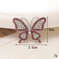 Pink and white crystal butterfly charm with silver base for DIY accessories and shoes - D1619-Purple Butterfly