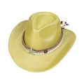 Chapeau de cowboy jaune vif avec finition pailletée dorée et boucle d'étoile - M (56-58cm) / Jaune