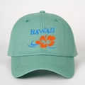 Sage green Hawaii flower embroidered baseball cap with adjustable strap and curved brim - One Size / Deep Water Green
