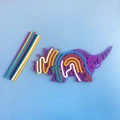 Purple dinosaur sensory fidget board with colorful silicone stretchy strings - Dinosaur / Purple