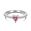 Elegant S925 sterling silver ring with pink heart-shaped gemstone and cubic zirconia - US 5 / Pink Heart