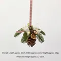 Christmas pinecone pendant with evergreen branches and red plaid ribbon decoration - Natural Pinecone C