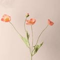 Realistic artificial peach poppy branch with blooming flowers for home decor - Salmon